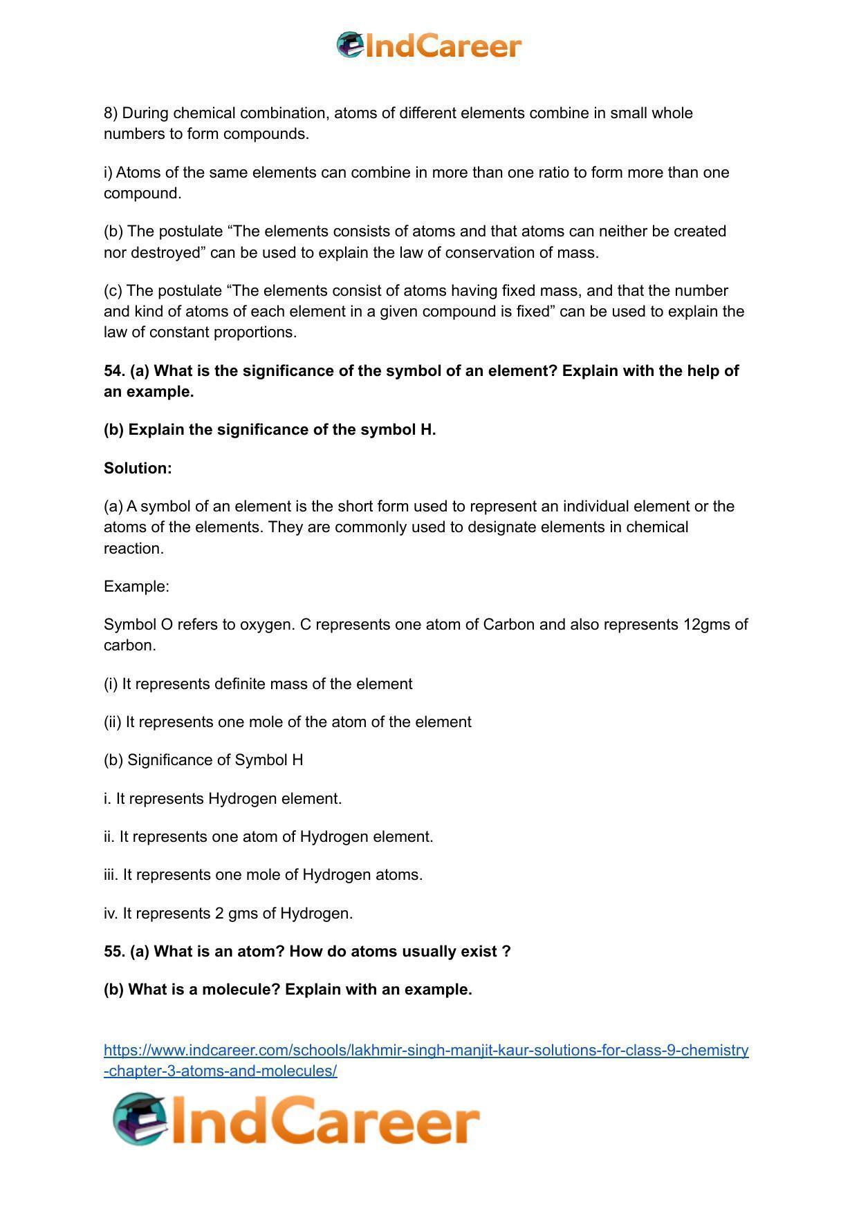Lakhmir Singh Manjit Kaur  Solutions for Class 9 Chemistry: Chapter 3- Atoms and Molecules - Page 15