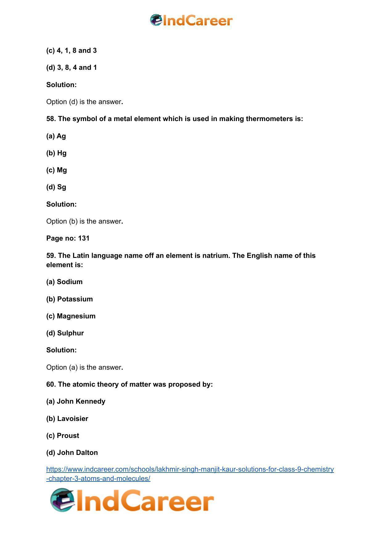 Lakhmir Singh Manjit Kaur  Solutions for Class 9 Chemistry: Chapter 3- Atoms and Molecules - Page 17