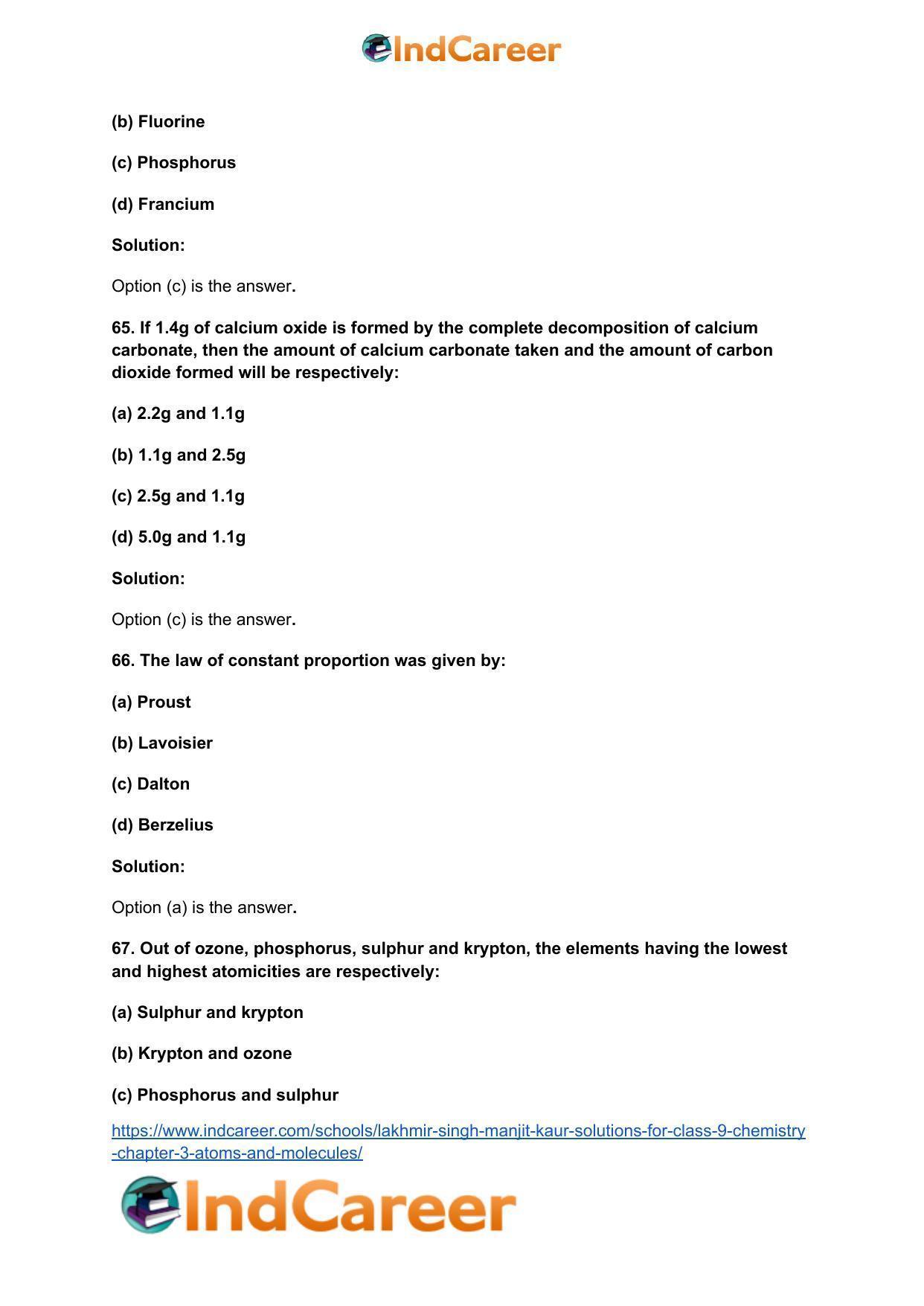 Lakhmir Singh Manjit Kaur  Solutions for Class 9 Chemistry: Chapter 3- Atoms and Molecules - Page 19