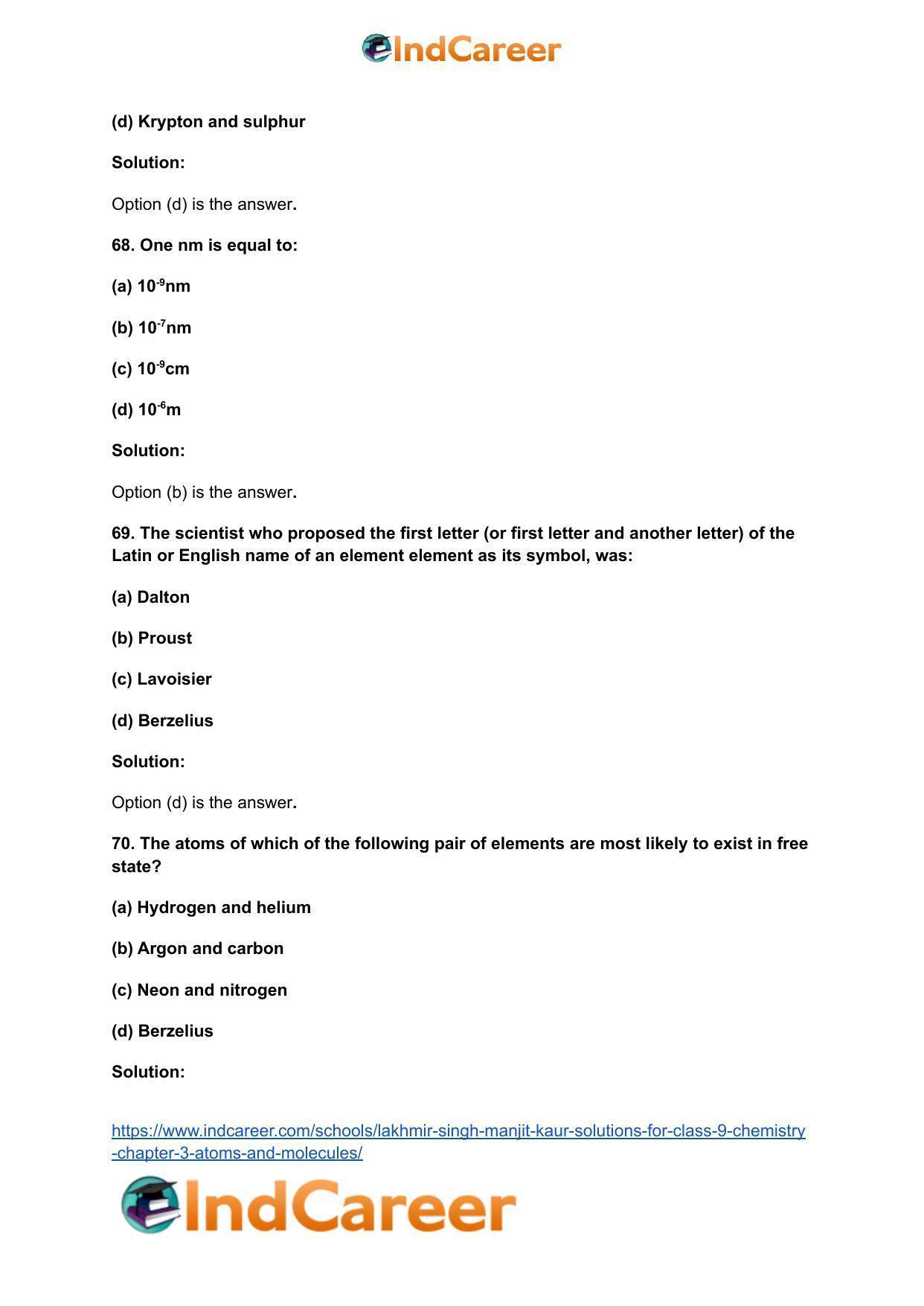 Lakhmir Singh Manjit Kaur  Solutions for Class 9 Chemistry: Chapter 3- Atoms and Molecules - Page 20
