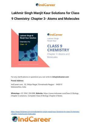 Lakhmir Singh Manjit Kaur  Solutions for Class 9 Chemistry: Chapter 3- Atoms and Molecules