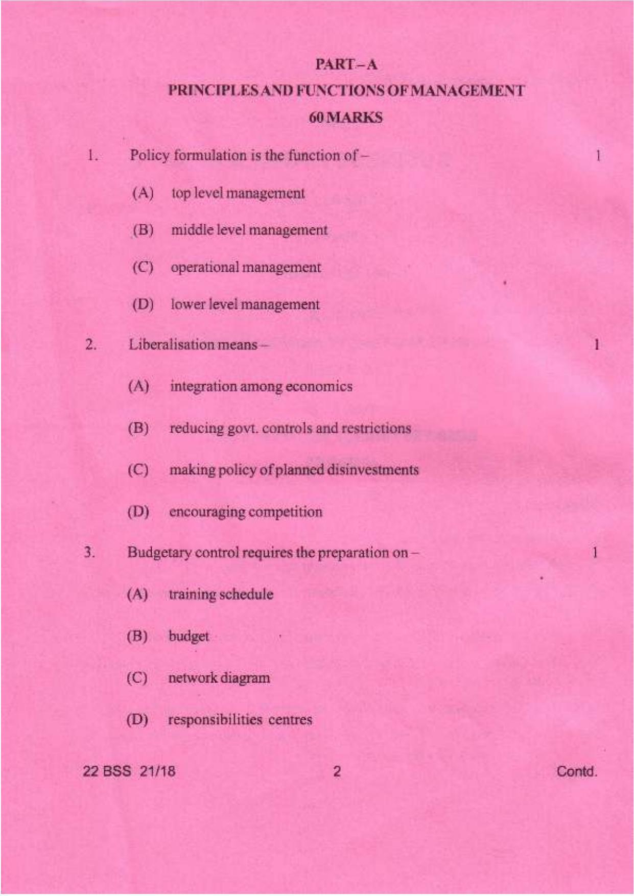 COHSEM Class 12 Business Studies 2018 Question Papers - Page 2
