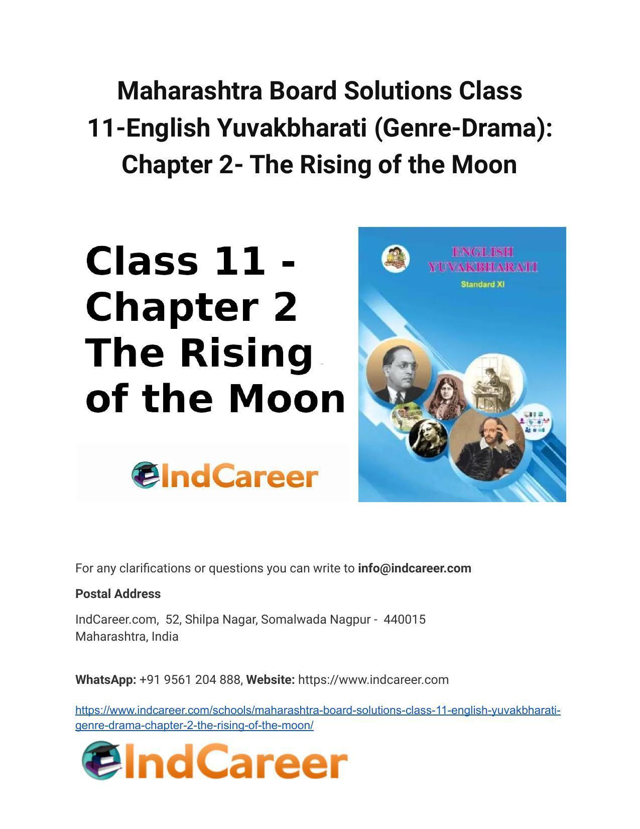 Maharashtra Board Solutions Class 11-English Yuvakbharati (Genre-Drama): Chapter 2- The Rising of the Moon - Page 1