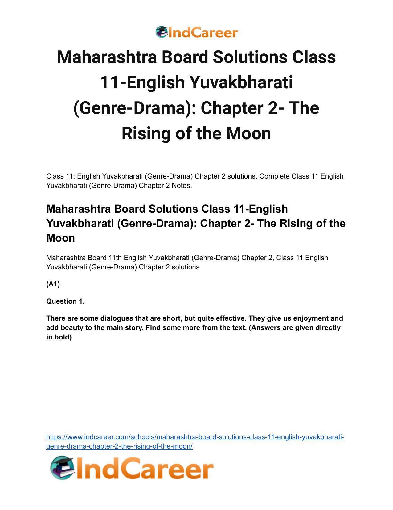 Maharashtra Board Solutions Class 11-English Yuvakbharati (Genre-Drama): Chapter 2- The Rising of the Moon - Page 2