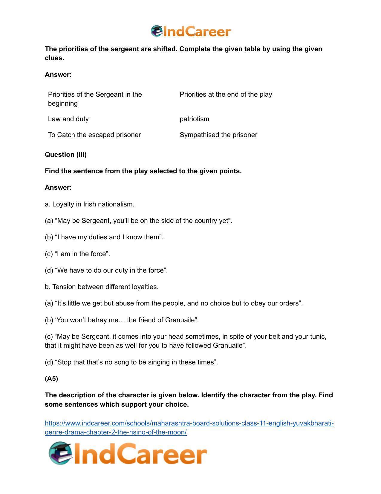 Maharashtra Board Solutions Class 11-English Yuvakbharati (Genre-Drama): Chapter 2- The Rising of the Moon - Page 5