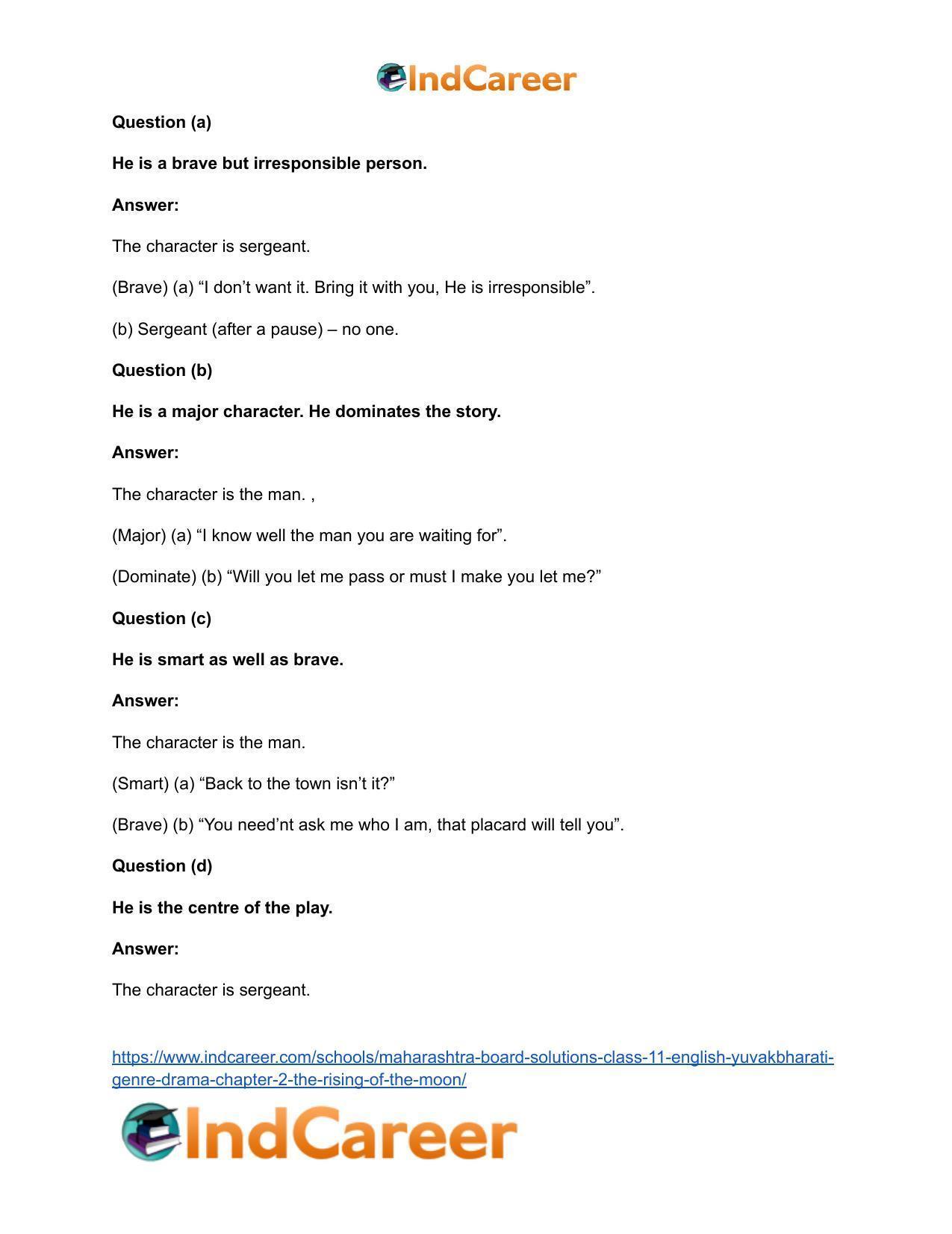 Maharashtra Board Solutions Class 11-English Yuvakbharati (Genre-Drama): Chapter 2- The Rising of the Moon - Page 6