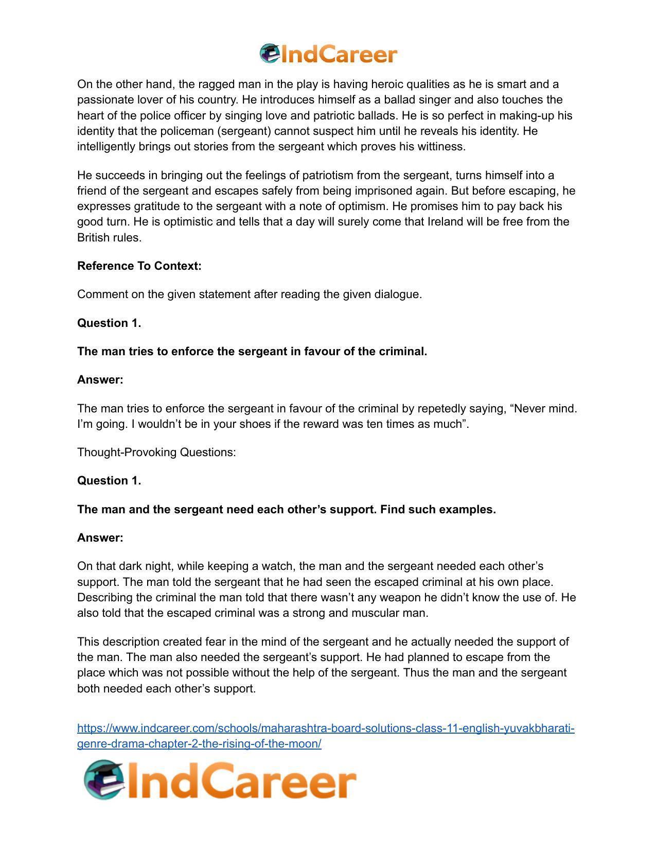 Maharashtra Board Solutions Class 11-English Yuvakbharati (Genre-Drama): Chapter 2- The Rising of the Moon - Page 8