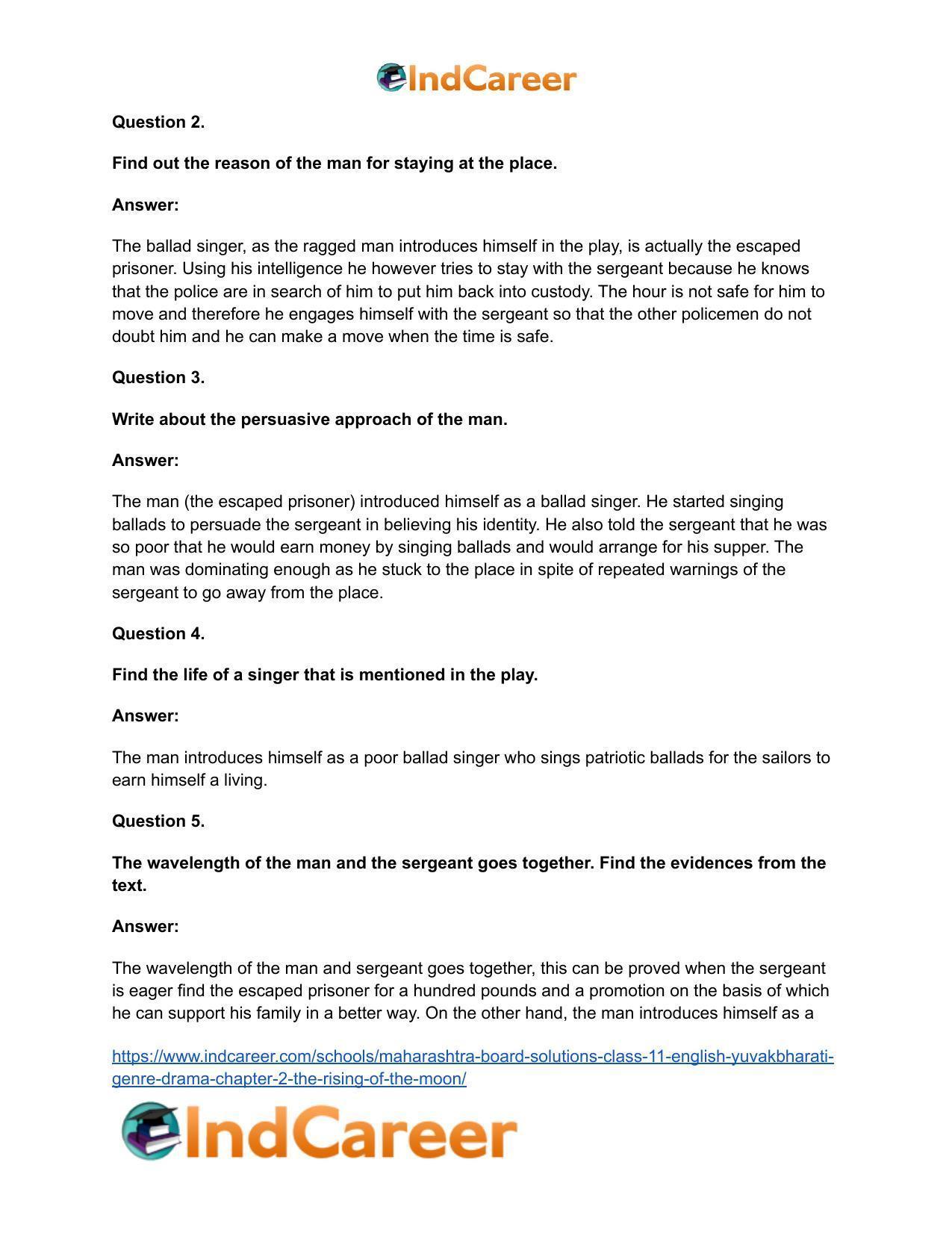 Maharashtra Board Solutions Class 11-English Yuvakbharati (Genre-Drama): Chapter 2- The Rising of the Moon - Page 9