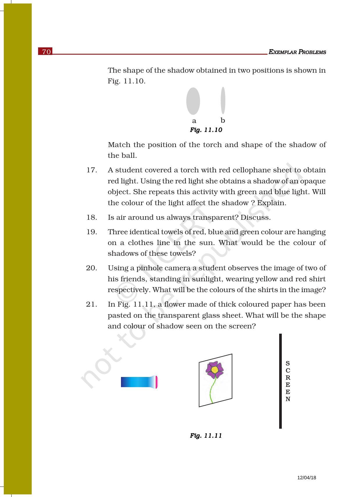 NCERT Exemplar Book for Class 6 Science: Chapter 11-Light, Shadows and Reflections - Page 7
