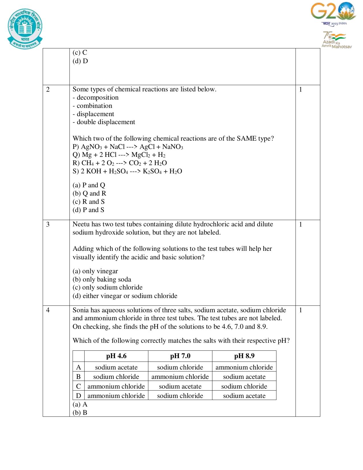 CBSE Class 10 Science Set 1 Practice Questions 2023-24 - Page 2