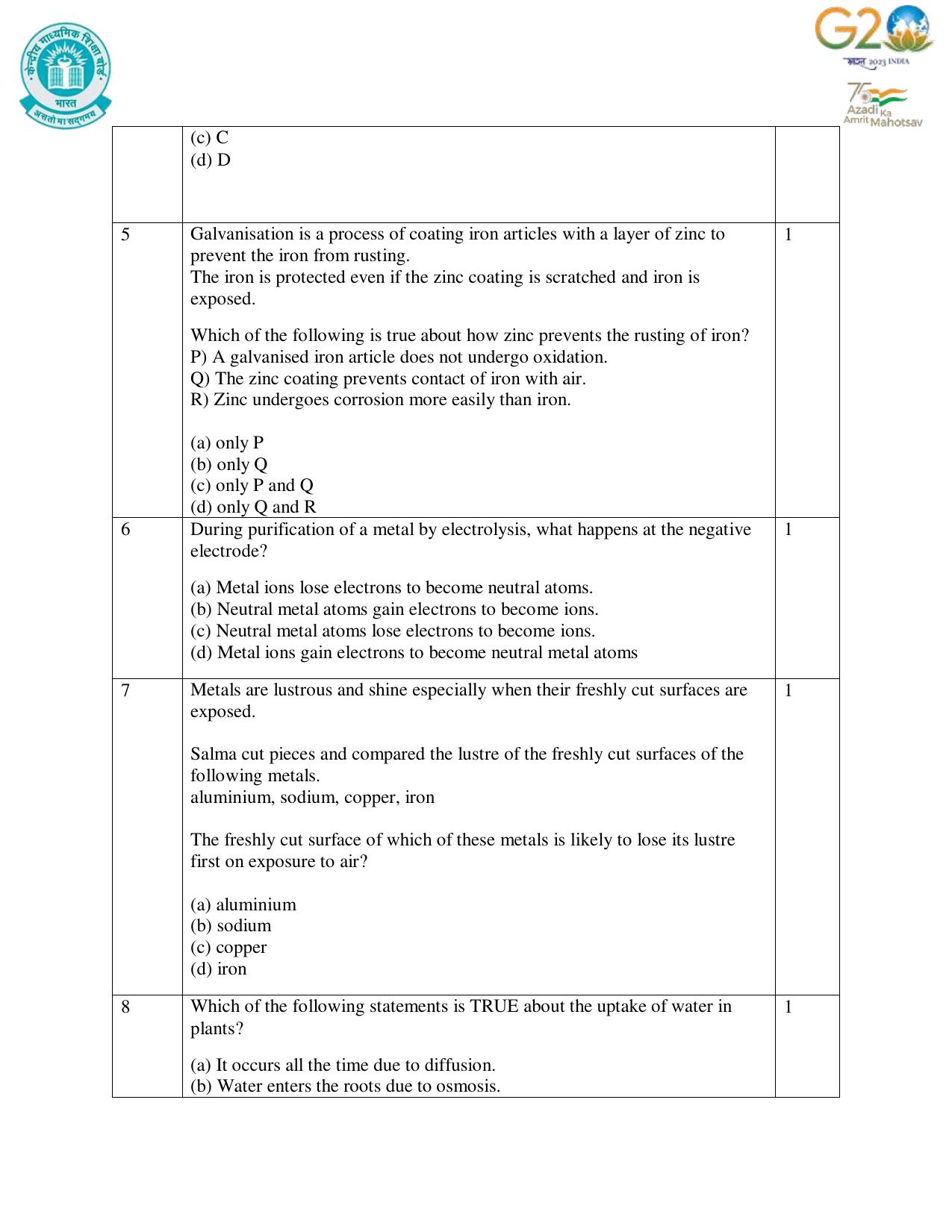 CBSE Class 10 Science Set 1 Practice Questions 2023-24 - Page 3