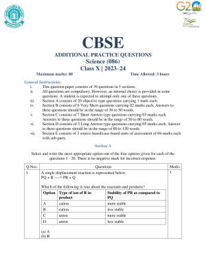 CBSE Class 10 Science Set 1 Practice Questions 2023-24