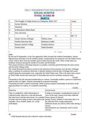 Kerala SSLC 2019 Social Science Answer Key (EM)