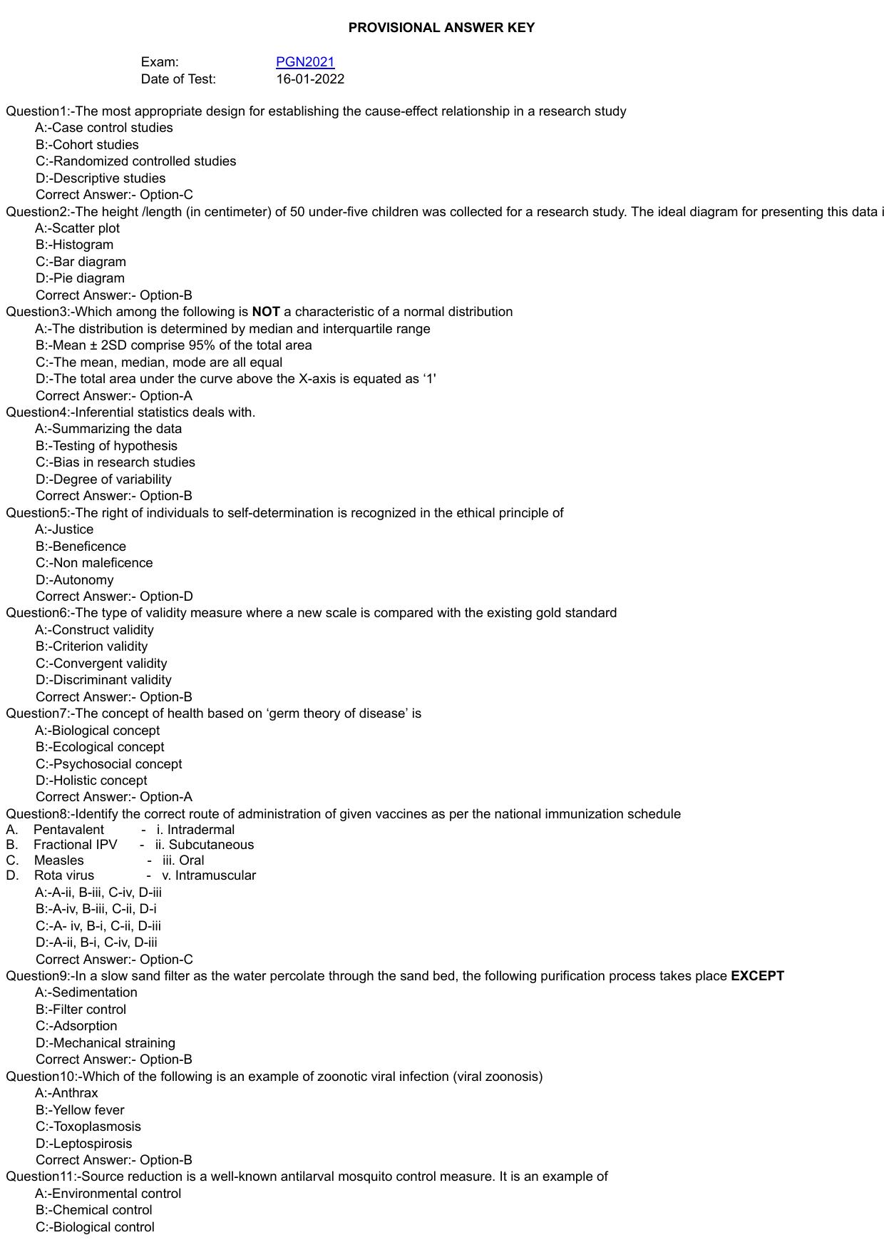 Kerala PG Nursing 2021 Question Paper with Answer Key - Page 1