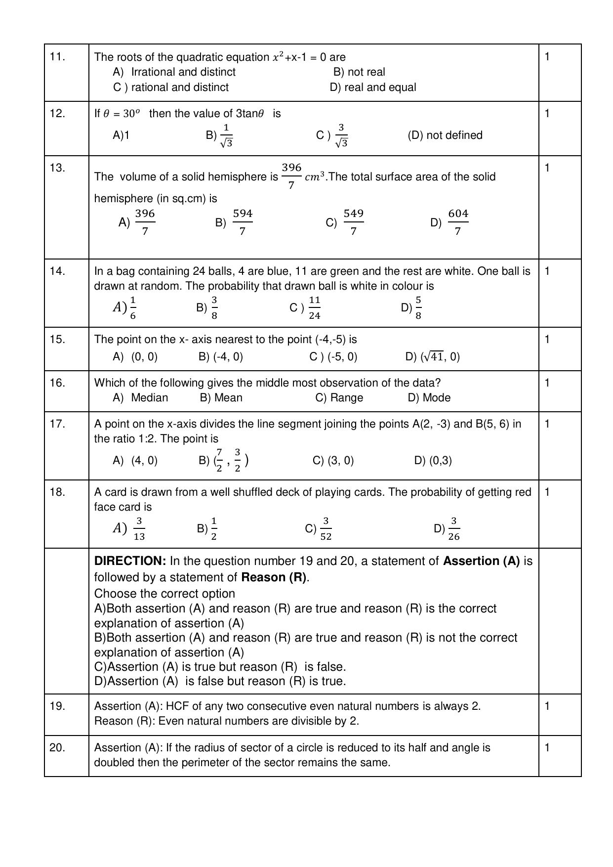 CBSE Class 10 Mathematics (Standard) Sample Paper 2025 - Page 3