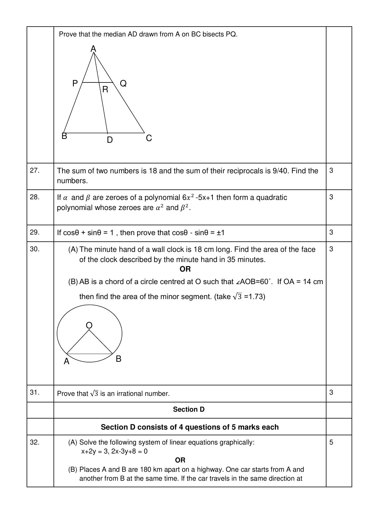 CBSE Class 10 Mathematics (Standard) Sample Paper 2025 - Page 5