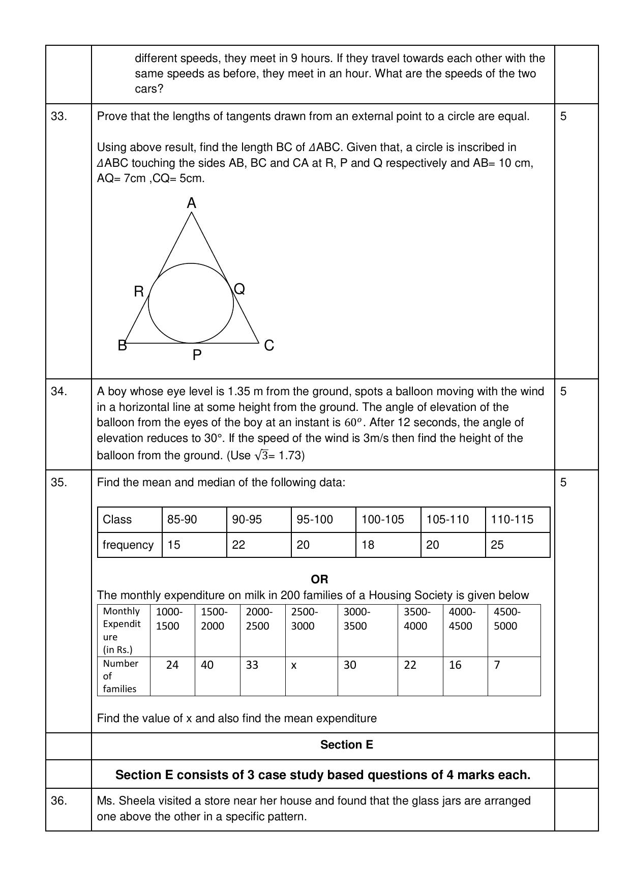 CBSE Class 10 Mathematics (Standard) Sample Paper 2025 - Page 6