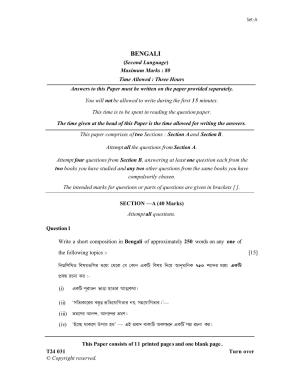 ICSE Class 10 Bengali 2024 Question Paper