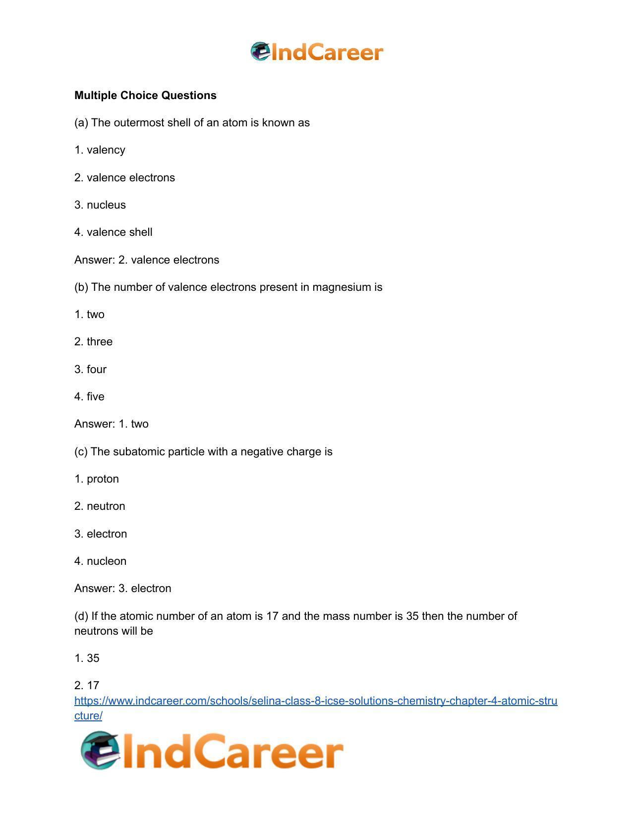 Selina Class 8 ICSE Solutions Chemistry : Chapter 4- Atomic Structure - Page 4