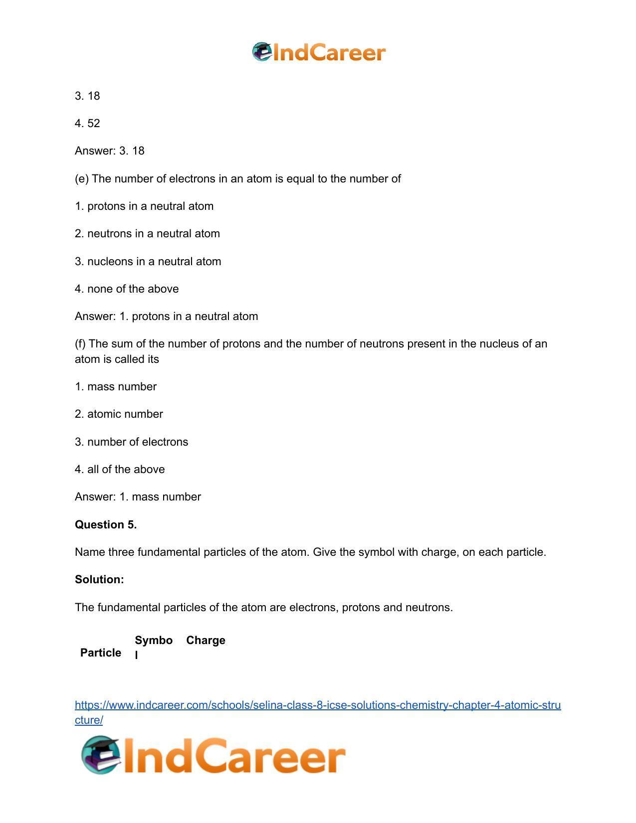 Selina Class 8 ICSE Solutions Chemistry : Chapter 4- Atomic Structure - Page 5