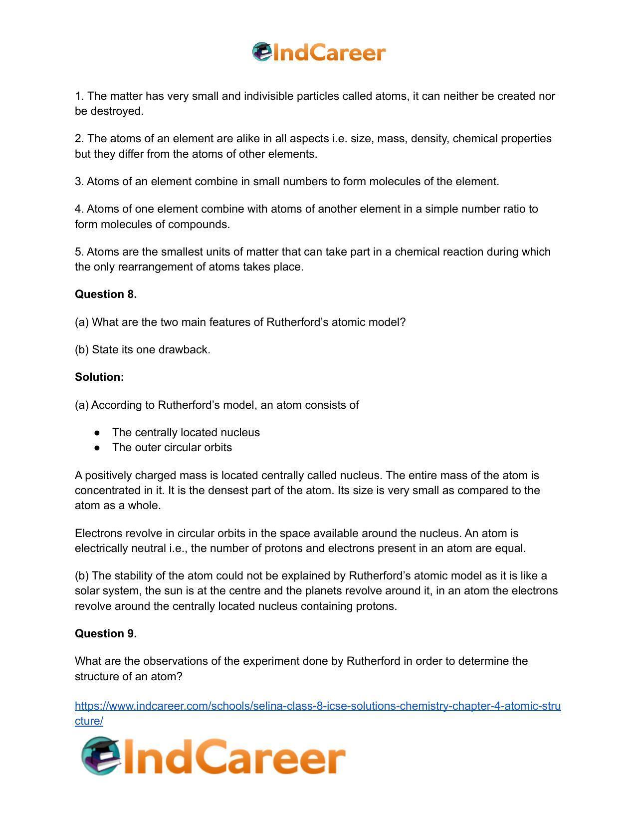 Selina Class 8 ICSE Solutions Chemistry : Chapter 4- Atomic Structure - Page 7