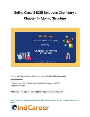 Selina Class 8 ICSE Solutions Chemistry : Chapter 4- Atomic Structure