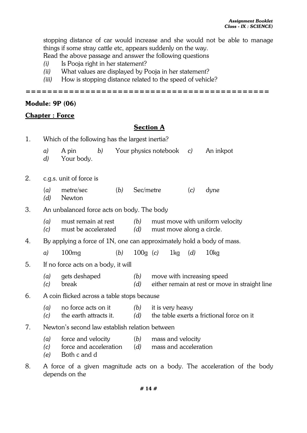 CBSE Worksheets for Class 9 Physics All Chapters Assignments - Page 14