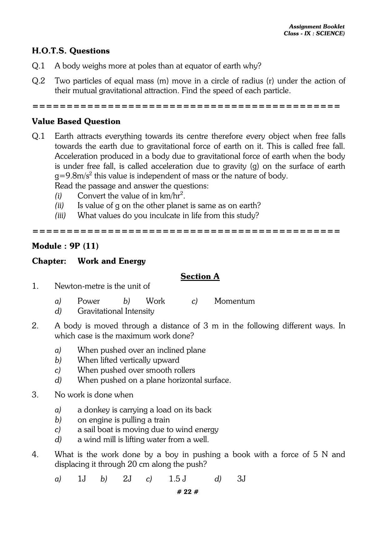 CBSE Worksheets for Class 9 Physics All Chapters Assignments - Page 22