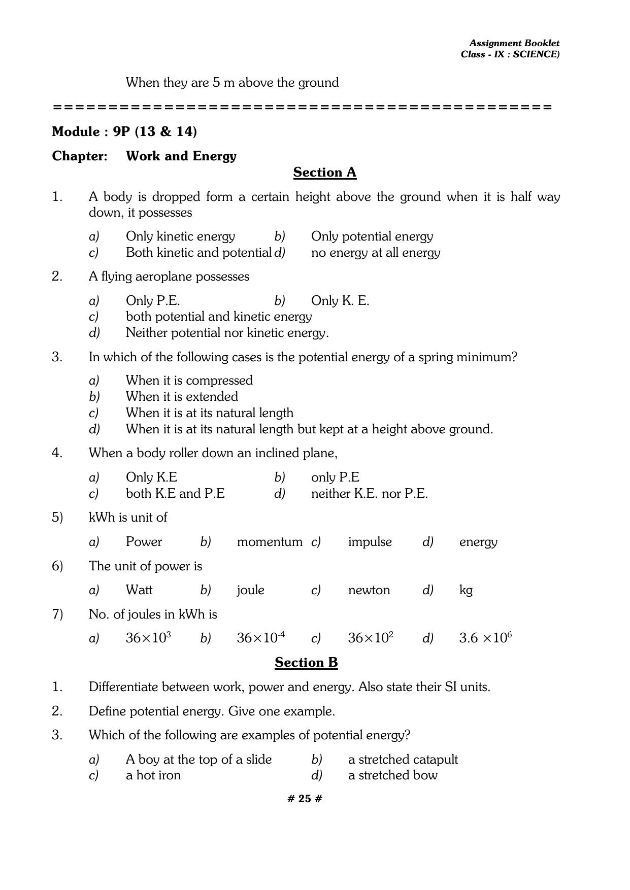 CBSE Worksheets for Class 9 Physics All Chapters Assignments - Page 25