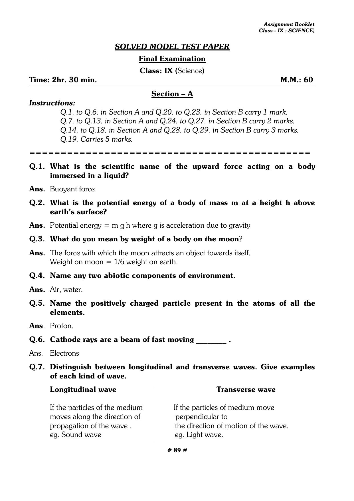 CBSE Worksheets for Class 9 Physics All Chapters Assignments - Page 89