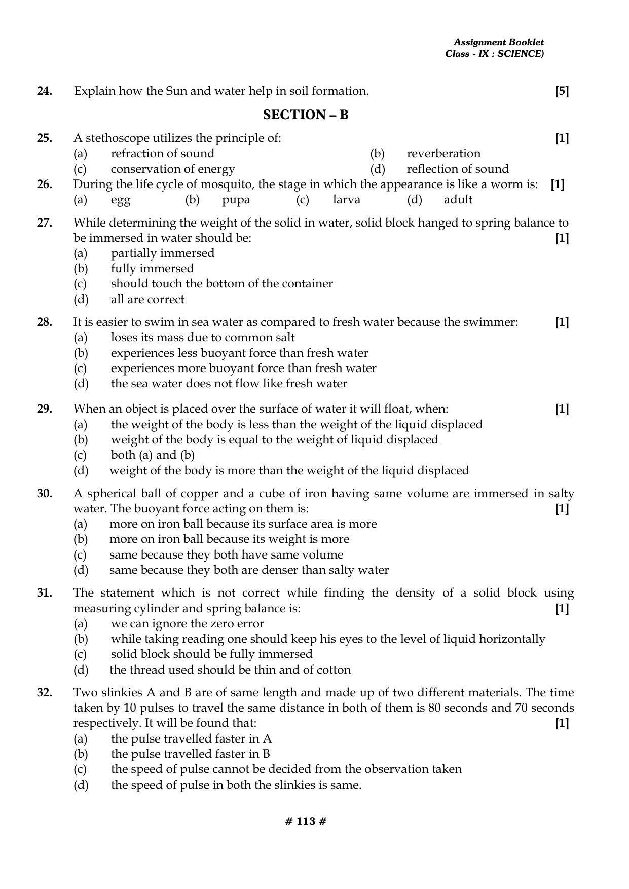 CBSE Worksheets for Class 9 Physics All Chapters Assignments - Page 113