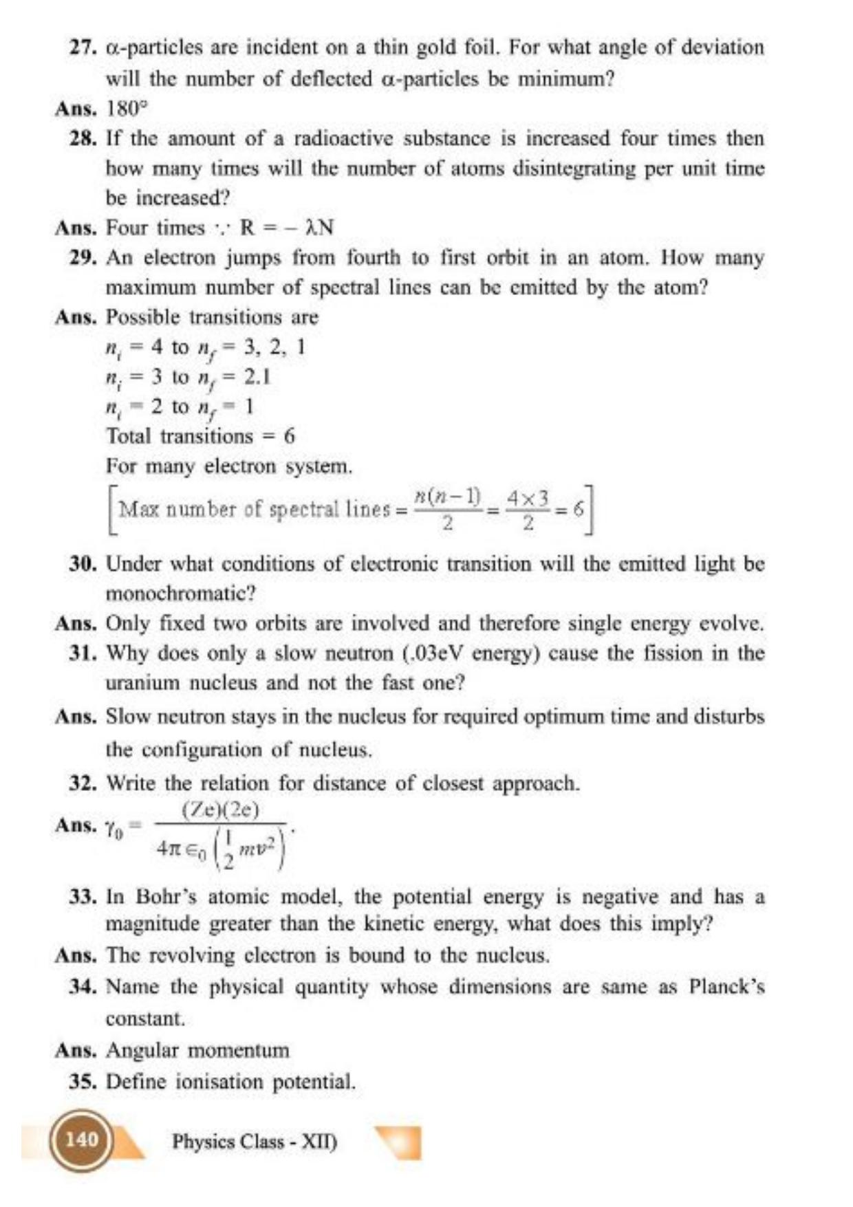 Class 12 Notes, Question & Practice Paper - Physics (Topic 7,8 : Dual Nature of Radiation and Matter and Atoms and Nuclei) - Page 7