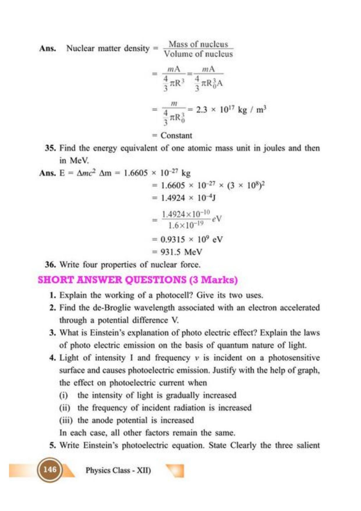 Class 12 Notes, Question & Practice Paper - Physics (Topic 7,8 : Dual Nature of Radiation and Matter and Atoms and Nuclei) - Page 13
