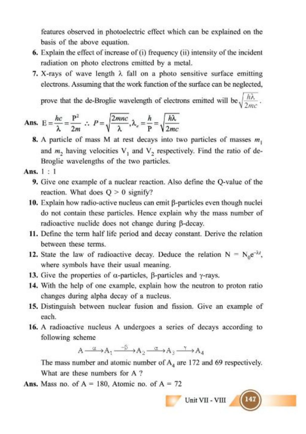 Class 12 Notes, Question & Practice Paper - Physics (Topic 7,8 : Dual Nature of Radiation and Matter and Atoms and Nuclei) - Page 14