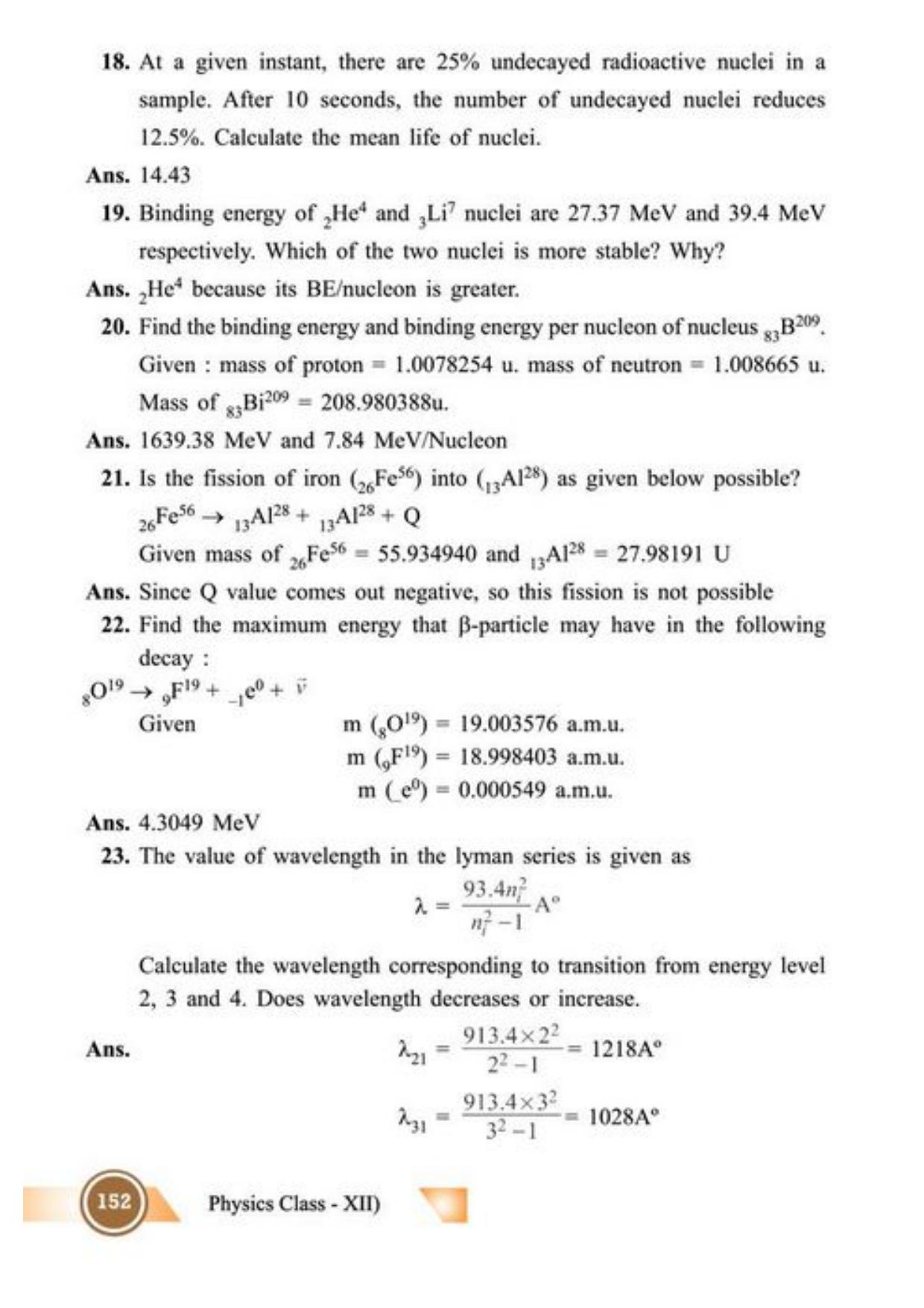 Class 12 Notes, Question & Practice Paper - Physics (Topic 7,8 : Dual Nature of Radiation and Matter and Atoms and Nuclei) - Page 19