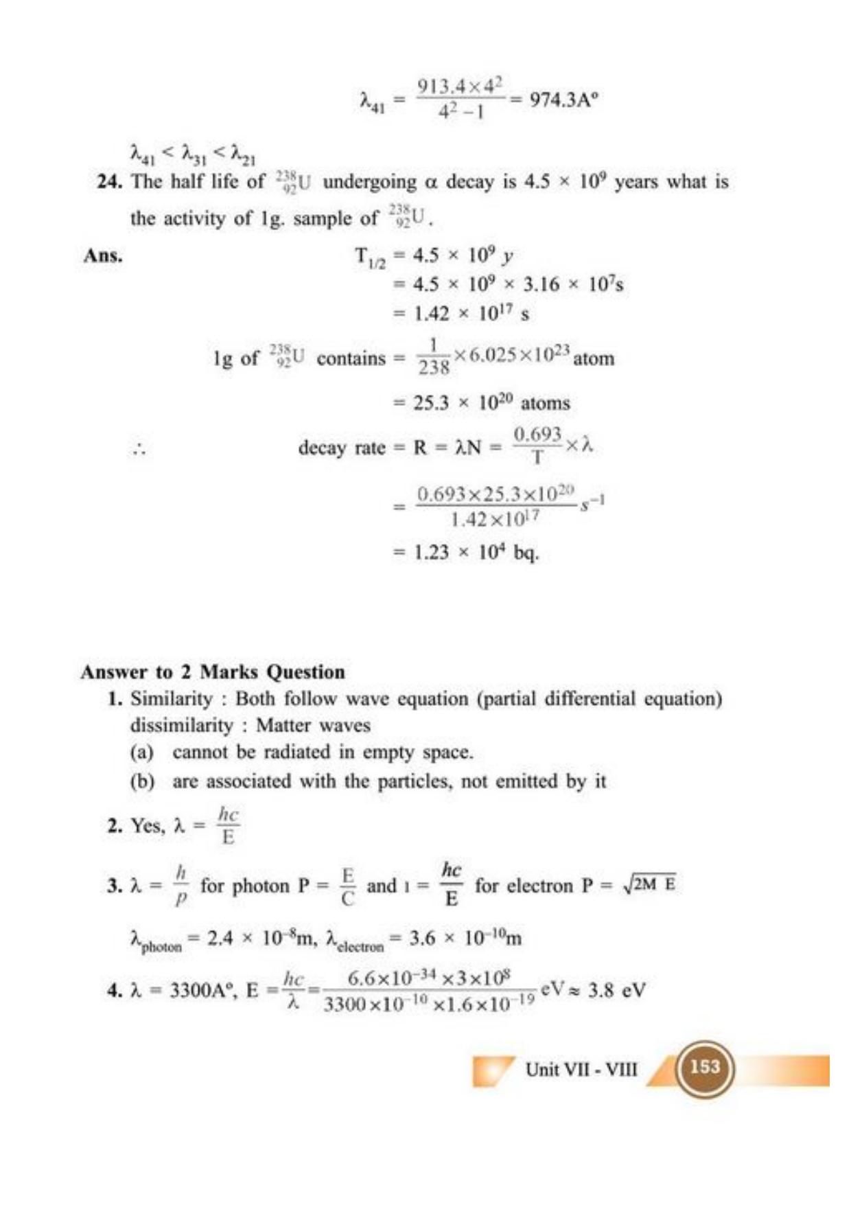 Class 12 Notes, Question & Practice Paper - Physics (Topic 7,8 : Dual Nature of Radiation and Matter and Atoms and Nuclei) - Page 20