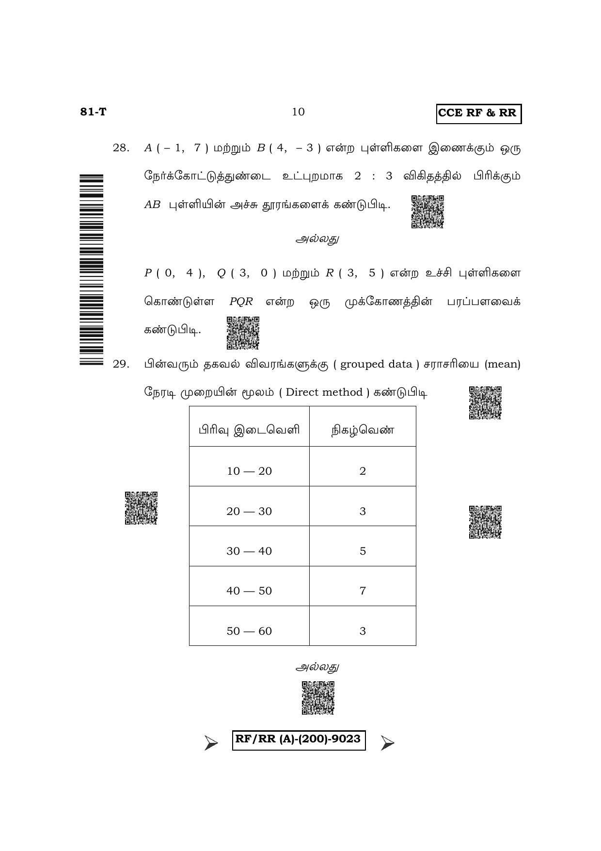 Karnataka SSLC Mathematics - Tamil Medium Question Paper 2022 (A Version) - Page 10