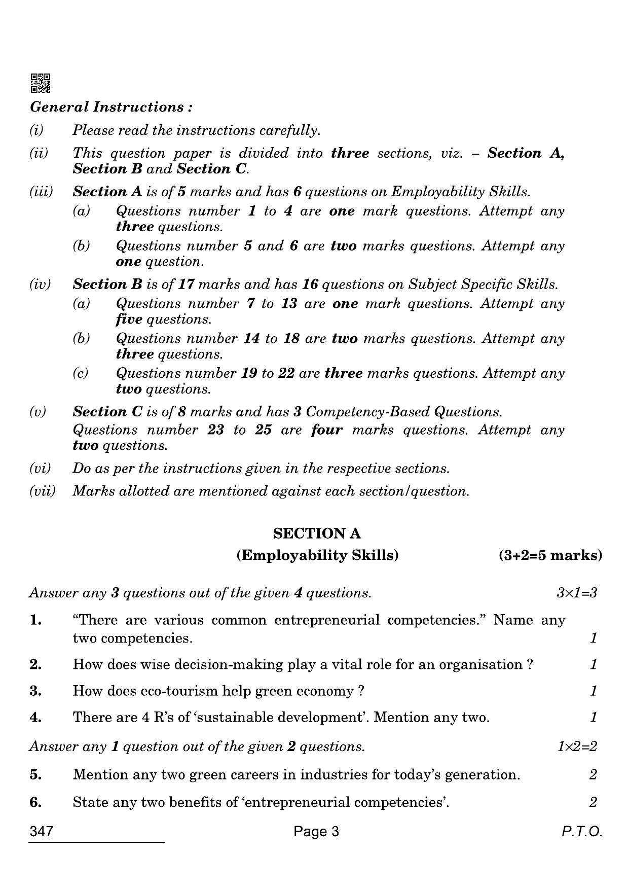 CBSE Class 12 347 Cost Accounting 2022 Compartment Question Paper - Page 3