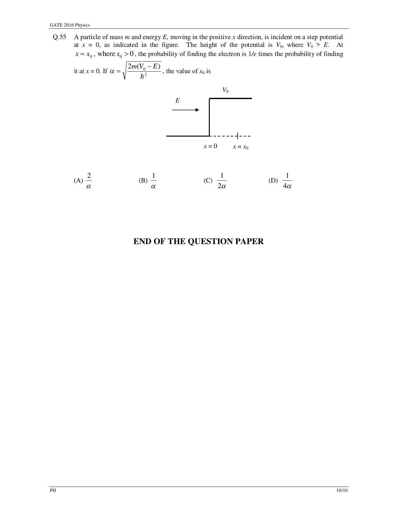 GATE 2016 Physics (PH) Question Paper with Answer Key - Page 13