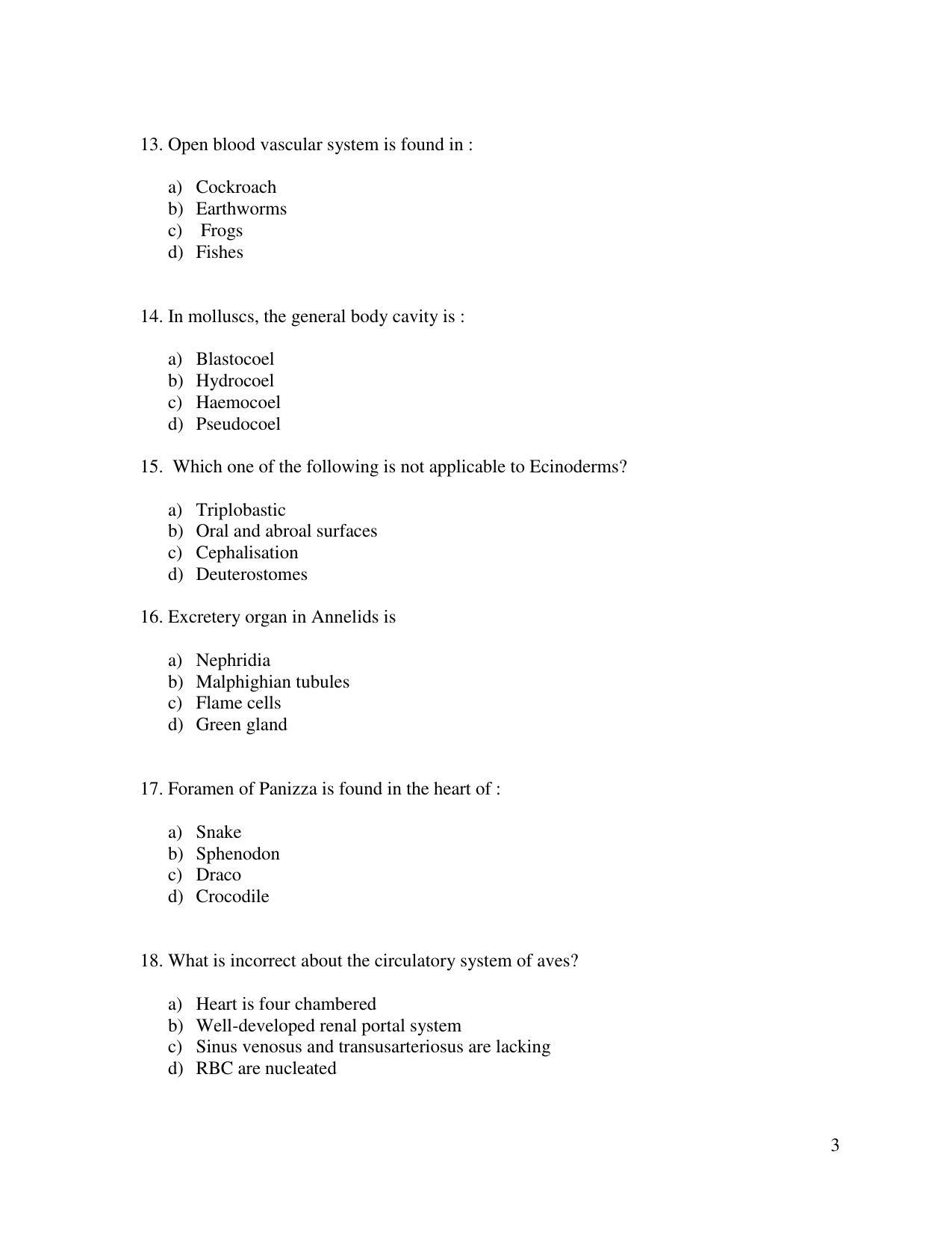 OJEE 2014 Zoology Question Paper - Page 3