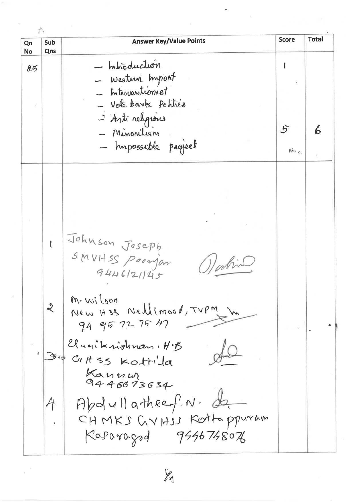 Kerala Plus One 2019 POLITICAL SCIENCE Answer Key - Page 6