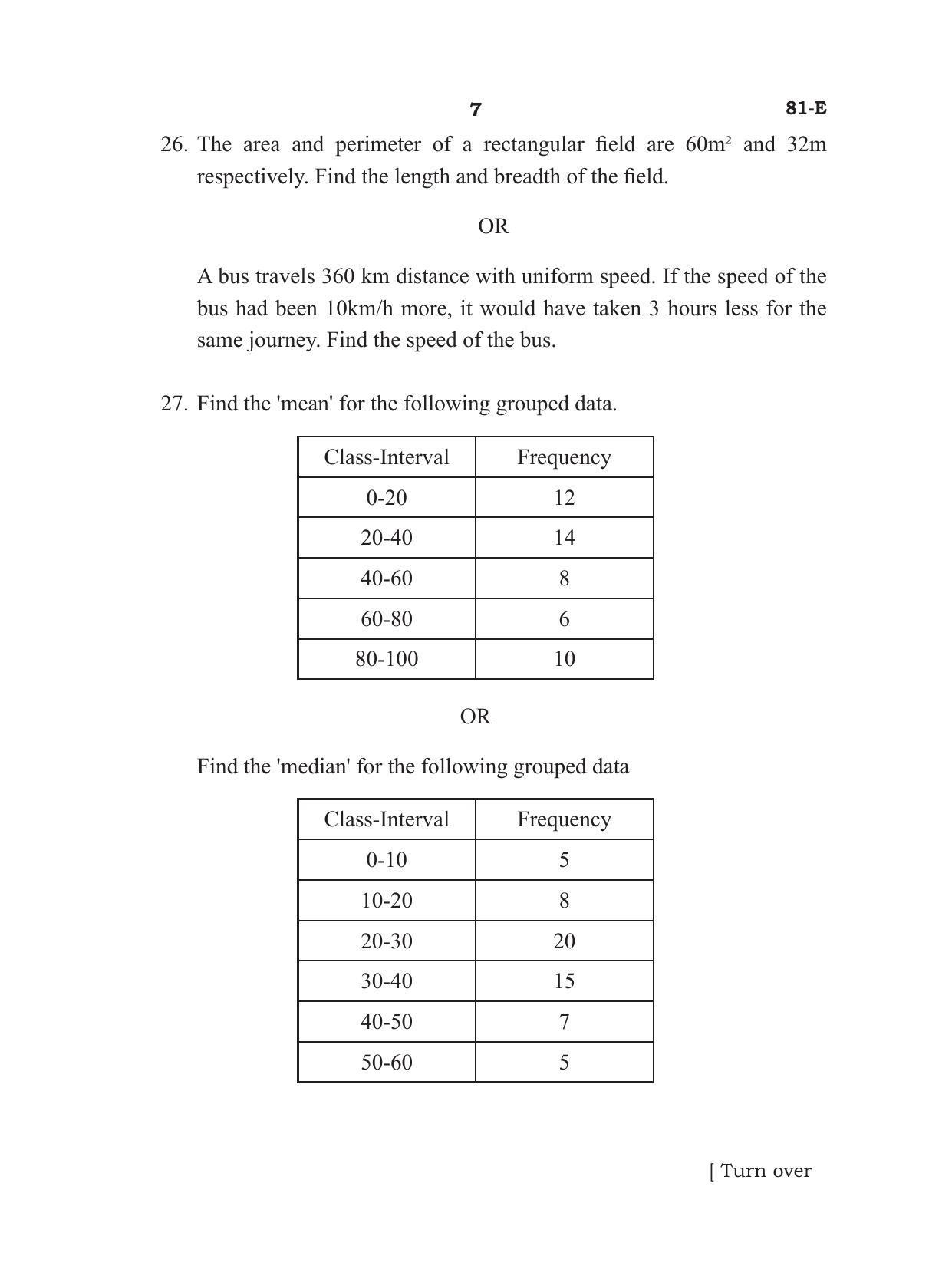 Karnataka SSLC Mathematics - English Medium Model Question Paper 2023 - Page 7