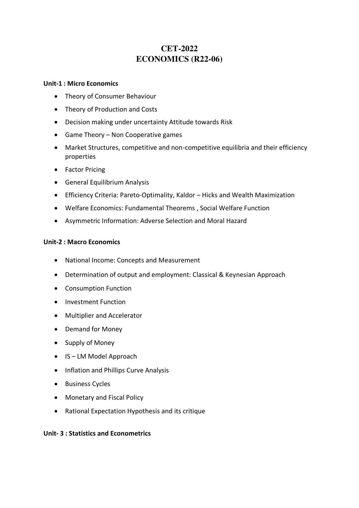 AP RCET Economics Syllabus - Page 1