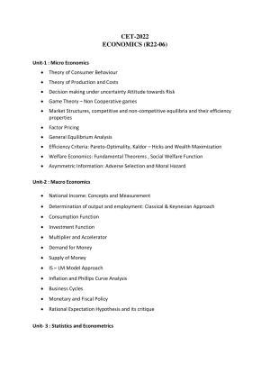 AP RCET Economics Syllabus