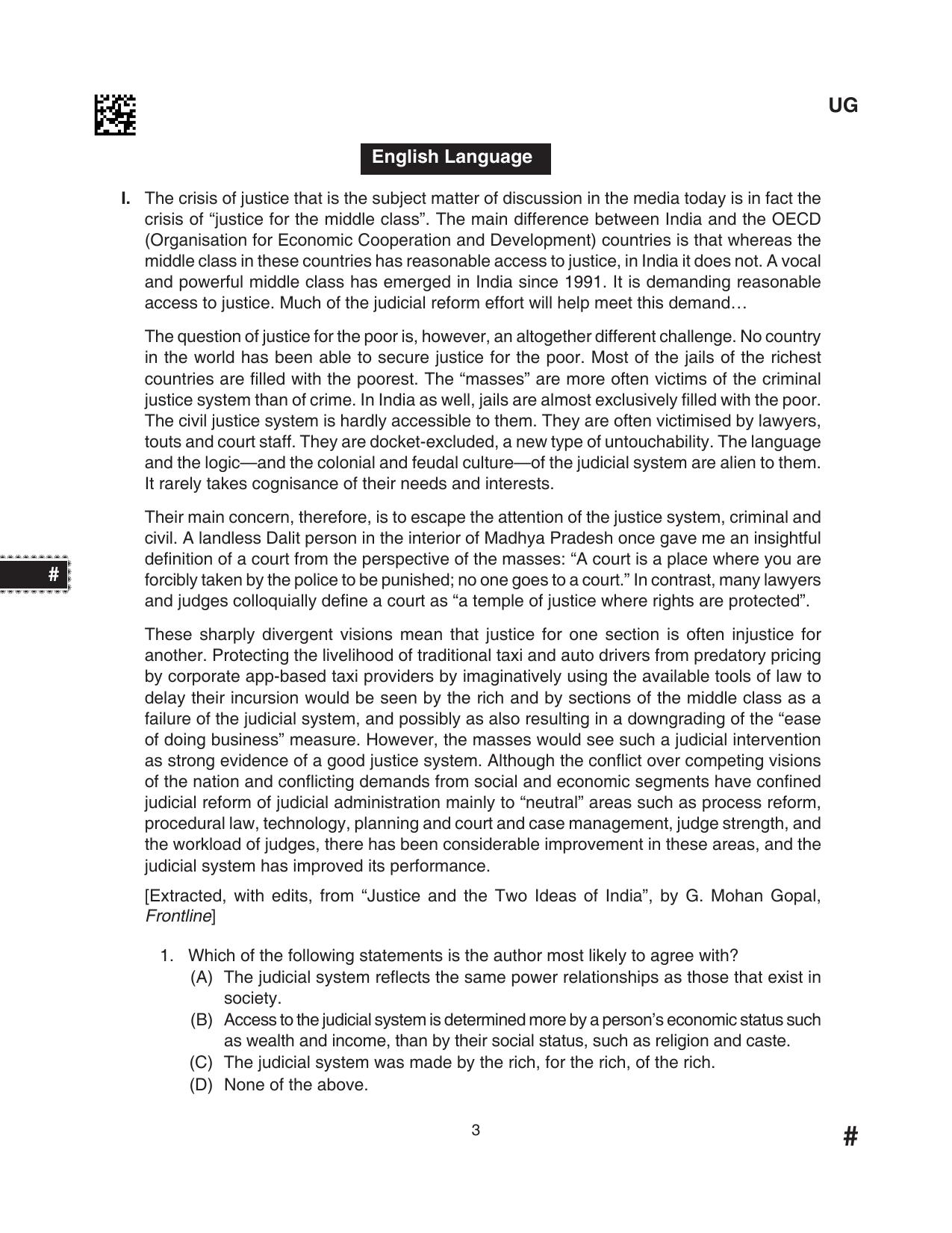 CLAT 2024 UG SET D Question Paper - Page 3