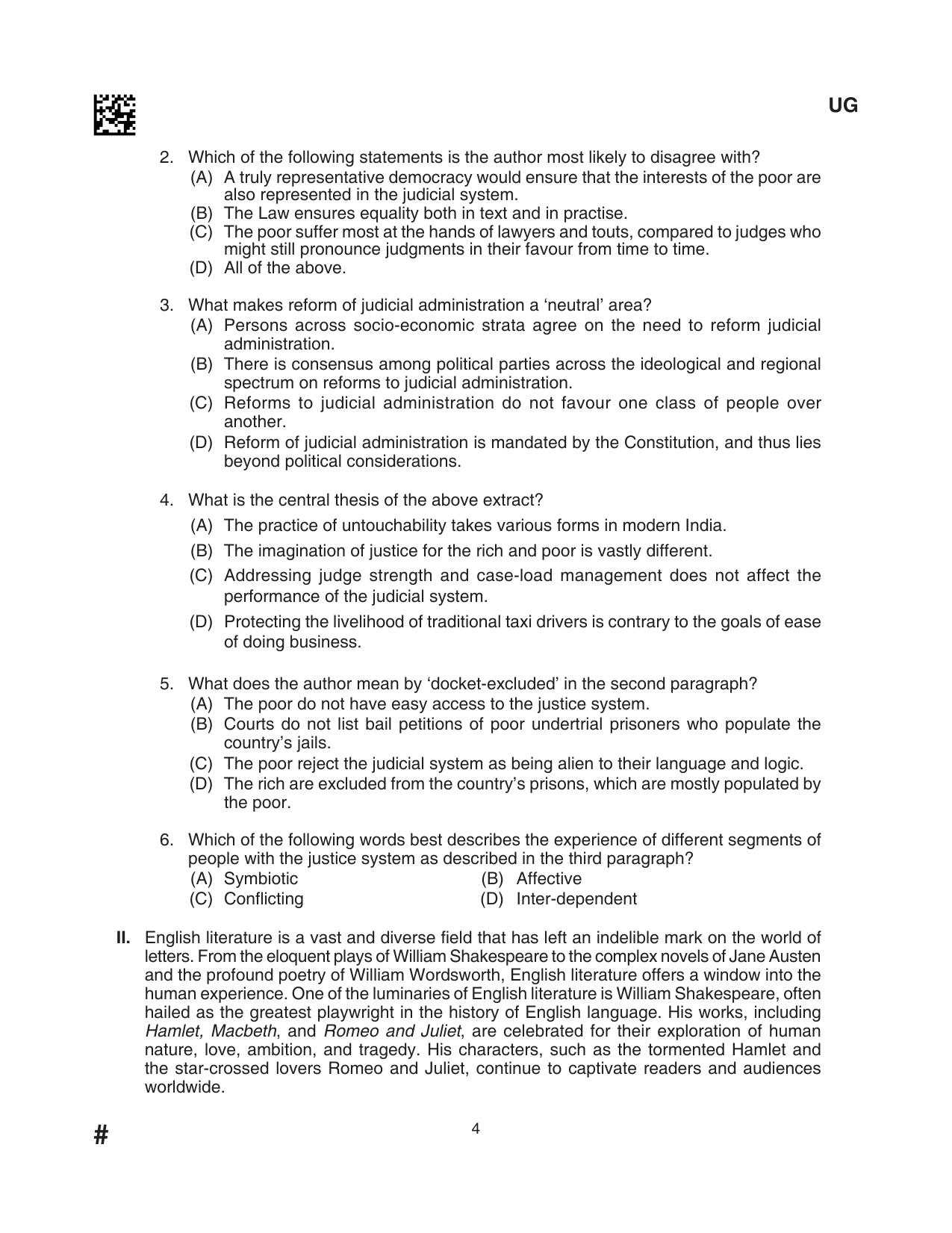 CLAT 2024 UG SET D Question Paper - Page 4
