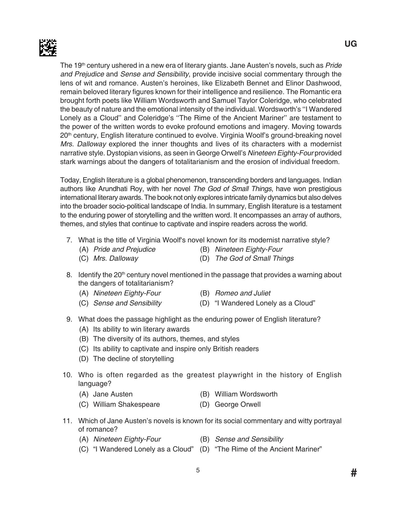 CLAT 2024 UG SET D Question Paper - Page 5
