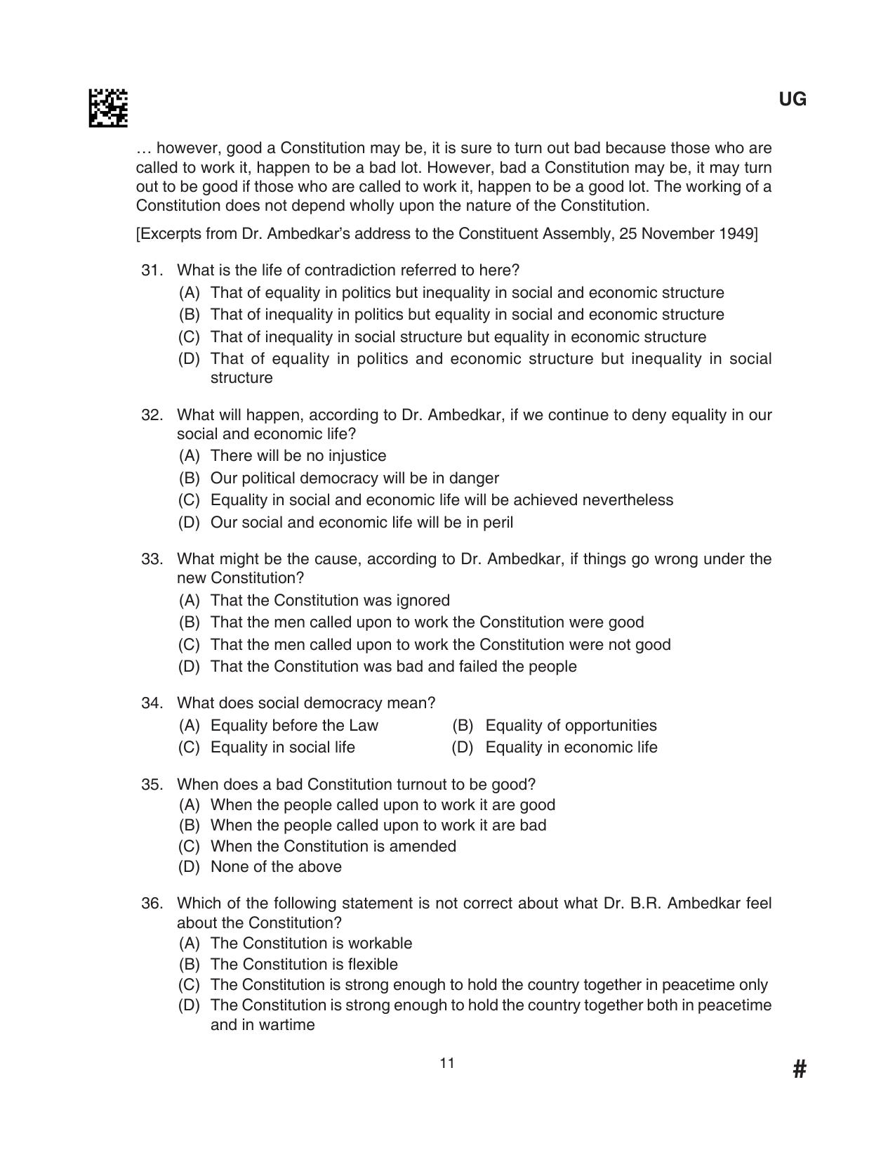 CLAT 2024 UG SET D Question Paper - Page 11