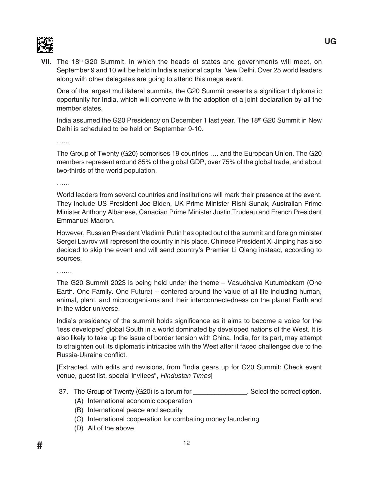 CLAT 2024 UG SET D Question Paper - Page 12