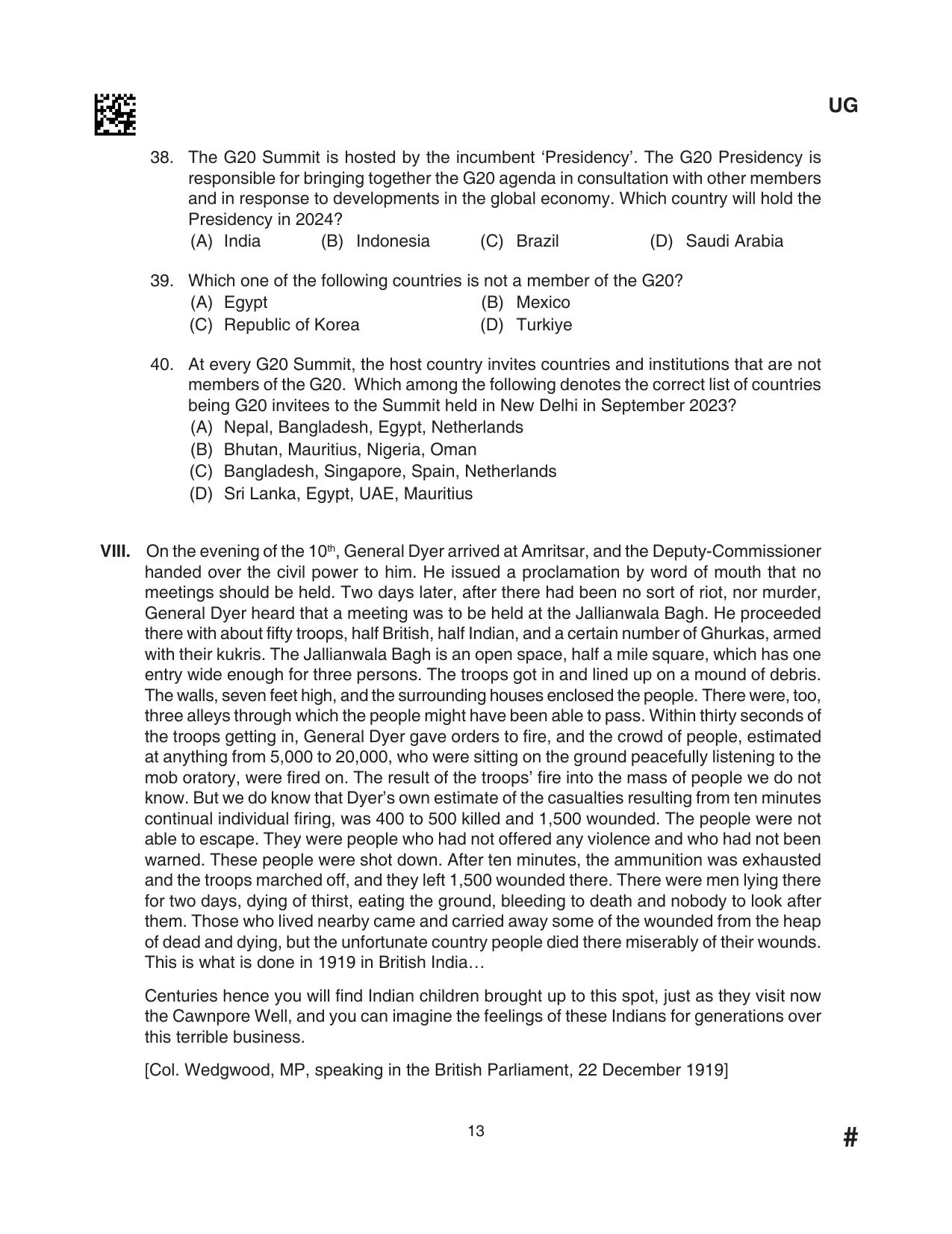 CLAT 2024 UG SET D Question Paper - Page 13